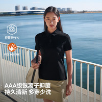 伯希和 户外速干T恤新款吸湿透气短袖POLO衫男女高弹抗菌运动半袖 漫幕黑