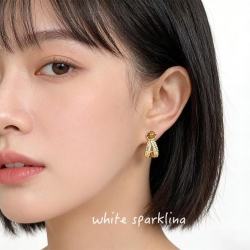 半日逅屿 原创法式文艺复古中古风石虎眼石小众设计几何锆石耳环耳饰女 7466原创版权虎眼石耳环