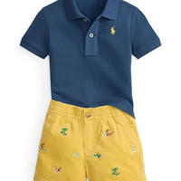 RALPH LAUREN Baby Boys Cotton Mesh Polo Shirt & Corduroy Short