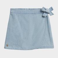 RALPH LAUREN 女童靛蓝牛仔布裹身裙裤