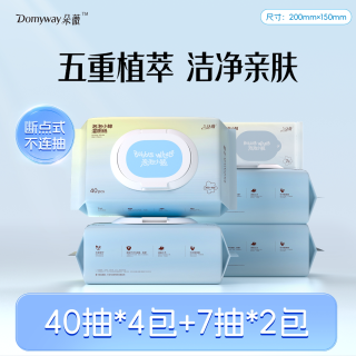 朵薇 Duowei 朵薇 泡泡小鲸湿厕纸 40片*4包+7片*2包