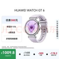 国家补贴：华为 WATCH GT 6 智能手表 41mm 流光紫 氟橡胶表带（北斗、GPS、血氧）
