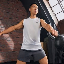 adidas 官方男装速干三条纹舒适运动健身背心GM2130 黑色 AXS