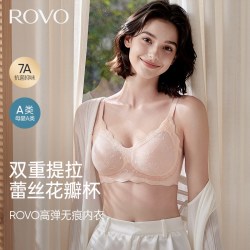 ROVO 无钢圈聚拢防下垂蕾丝文胸
