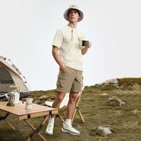 FILA 男装运动T恤男士户外简约舒适百搭宽松高弹圆领套头针织短袖衫