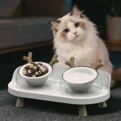 陶瓷双碗猫狗食水碗