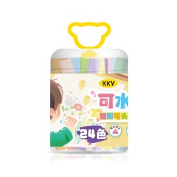 KKV 儿童专用可水洗水彩笔24色桶装美术涂鸦速干水彩笔画画笔