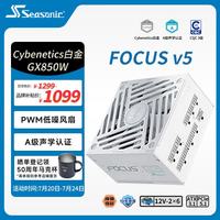 海韵 850W 双色线材白金认证 白色电脑电源｜A级声学｜