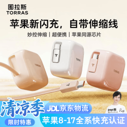 图拉斯 充电器小冰块yoga适用苹果伸缩线35W快充iPhone16 17e充电头自带数据线 TypeC伸缩线