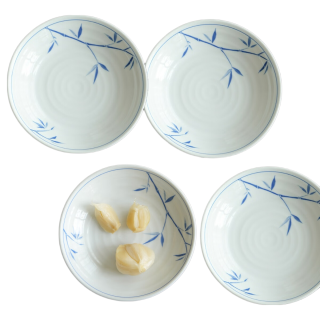 肆月 新中式盘子家用菜盘陶瓷餐盘碟子凉菜盘釉下彩餐具 6英寸小盘