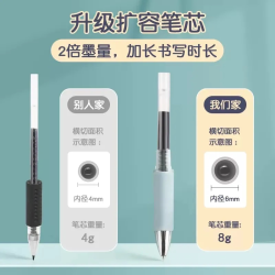 得力 按动笔0.5mm子弹头黑笔ins风速干顺滑黑色笔芯刷题笔学生考试专用笔碳素圆珠笔初中生文具签字笔