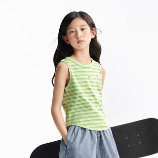 安奈儿 女童夏款弹力条纹背心 绿调条 140cm