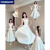 FOURDATRY 白色掐腰长裙子女2026新款早春季巨好看初恋白