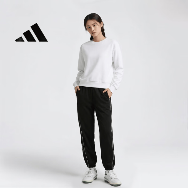 adidas 女子户外运动健身休闲卫裤收口小脚长裤 IA6811 黑 L