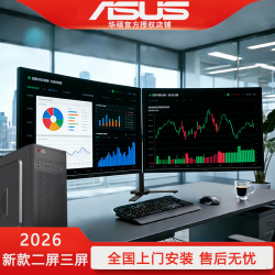 华硕 新款专业双屏三屏炒股专用电脑一机2两联屏3连屏办公台式主机 双屏 16G+512G ASUS主机+华硕24英寸高清
