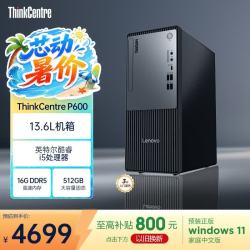 联想 ThinkCentre）P600 商用办公台式电脑台式机主机(酷睿i5-13420H 16G DDR5 512GB)单主机