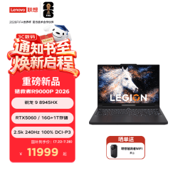 联想 拯救者R9000P 16英寸电竞游戏本笔记本电脑 锐龙 9 8945HX 16G 1T RTX5060黑
