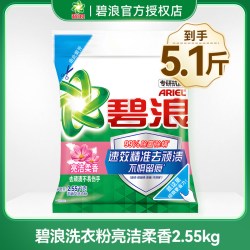 碧浪 亮洁柔香 洗衣粉 2.55kg 大袋 实惠装 自然清新 家用 持久留香