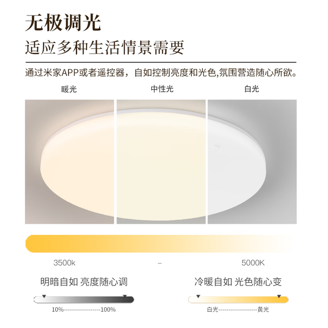 雷士 LED全光谱吸顶灯 IP40防蚊虫三室一厅【智能 包安装】
