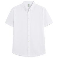 Brooks Brothers 1001 泡泡纱扣结领 白色 短袖衬衫