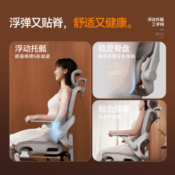 西昊 B100Lite 人体工学椅 B100Lite灰 无脚踏 弹弓骶枕