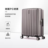 新秀丽 行李箱20英寸拉杆箱时尚竖条纹旅行箱包拿铁咖GU9密码登机箱