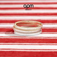 APM Monaco 白色Cordage Pavé手镯密镶扭纹手饰设计感叠戴礼物