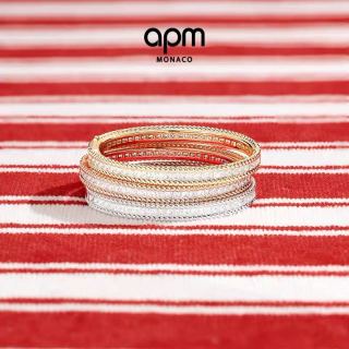 APM Monaco 白色Cordage Pavé手镯密镶扭纹手饰设计感叠戴礼物