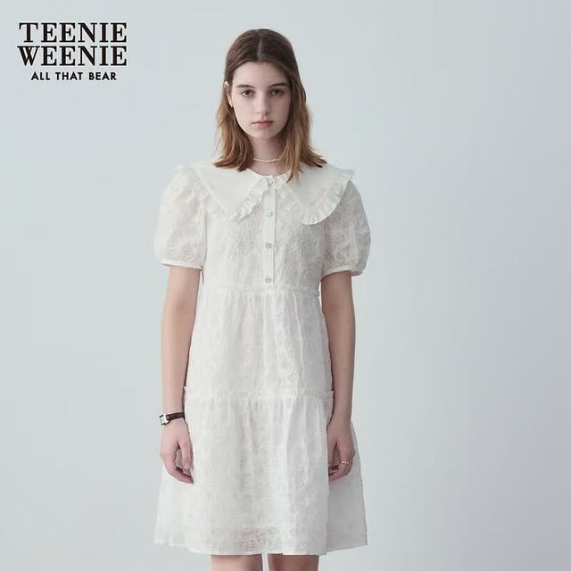 PLUS会员：TEENIE WEENIE 小熊夏装公主裙连衣裙法式可爱娃娃裙女白色裙子 白色 160/S