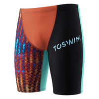 TOSWIM 男士五分及膝泳裤 速干抗氯高弹 赤青波动 3XL