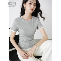 晚白 miu系正肩短袖t恤女