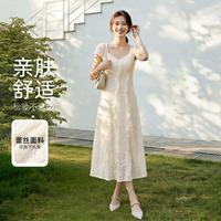 马克华菲 女装欧美风修身显瘦高腰时尚蕾丝连衣裙