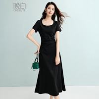 晚白 显瘦通勤百搭连衣裙 黑色
