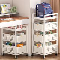 优勤 书包置物架可移动小推车收纳架家用多层桌下滑轮柜放书本神器