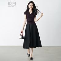 晚白 棉加冰丝紫色超显白T恤女