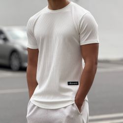 2026美式条纹纯色健身短袖男士修身速干弹力运动T恤训练夏季高弹