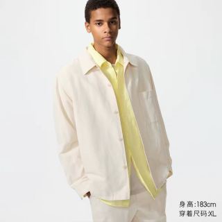 优衣库 棉麻衬衫式茄克/长袖优衣库男装女装外套夹克482443