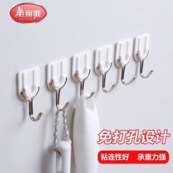 美丽雅 挂钩 强力粘钩免打孔厨房卫生间置物挂钩卧室挂衣钩挂衣架 简色经典挂钩