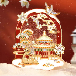 赋闲 北京故宫的雪流沙冰箱贴伴手礼物春天限定仲夏之梦 北京故宫飘雪-流沙款