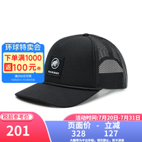MAMMUT Crag男女LOGO运动网状透气鸭舌帽 0001-黑色 S-M