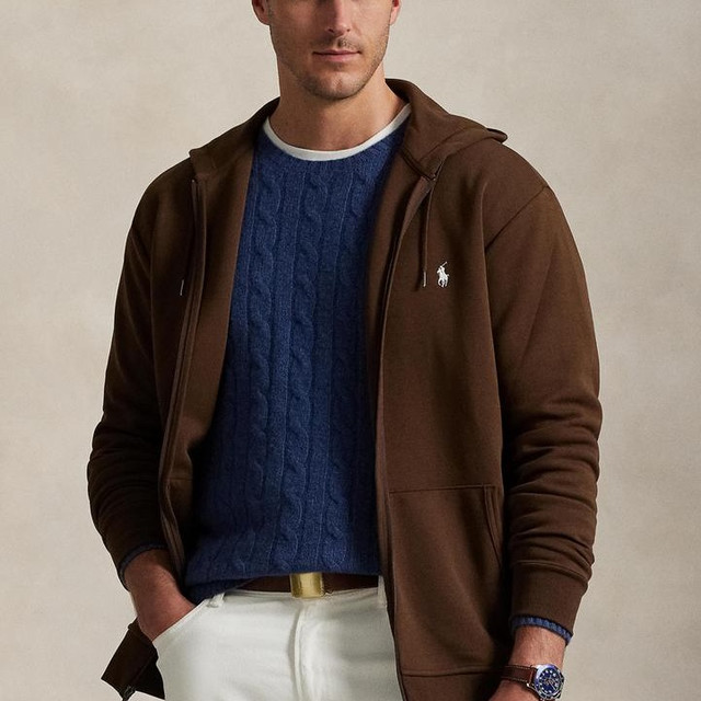 RALPH LAUREN Big&Tall 男士针织全拉链连帽卫衣