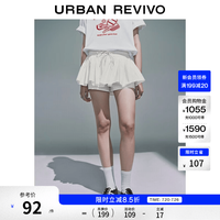 UR UYU660017 撞色系带抽褶 本白 M 女士短裤