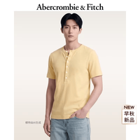 Abercrombie & Fitch 美式复古白色多色亨利领修身短袖26夏秋新款男装