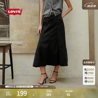 Levi's 美式复古高腰牛仔半身裙 黑色 S(26)