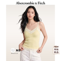 Abercrombie & Fitch 美式复古时尚蕾丝拼接带胸垫V领吊带衫26夏秋新款女装