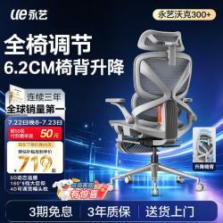 永艺 沃克300+人体工学椅 5D追腰4D头枕 黑色