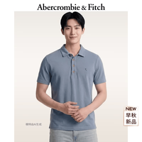 Abercrombie & Fitch 经典小麋鹿图案白色多色亚麻混纺POLO衫26夏秋男装