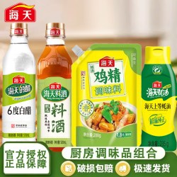海天 厨房四件套料酒白醋上等蚝油鸡精调料组合套装家用商用调味品