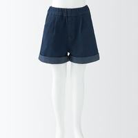 MUJI 無印良品 CB1ILA4S 弹力牛仔风格 深藏青色 110/50A 儿童短裤