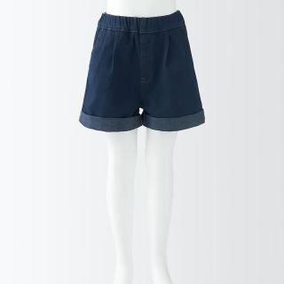 無印良品 MUJI CB1ILA4S 弹力牛仔风格 深藏青色 110/50A 儿童短裤